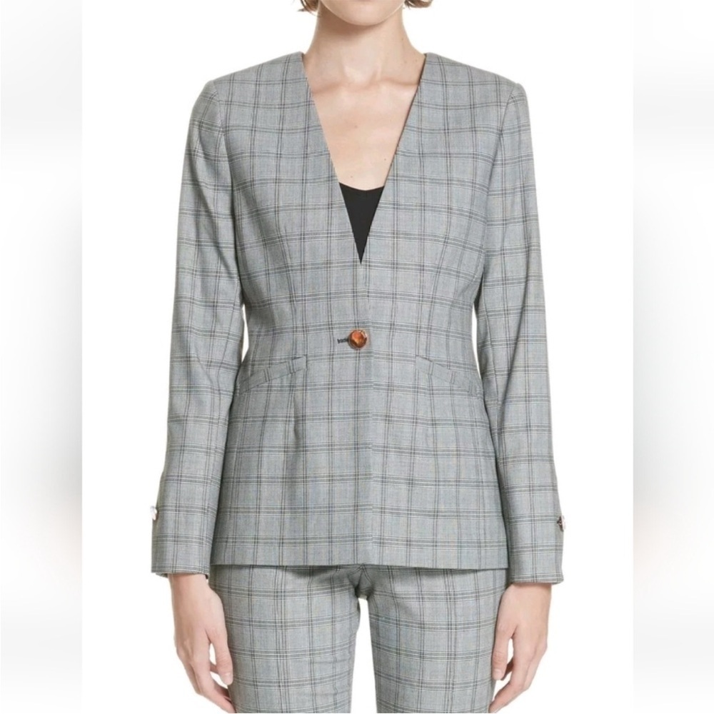 Ted Baker London Women's Title Rista Check Blazer Jacket Size 2 (US‎ 6) Gray
